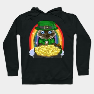 Siamese Cat Leprechaun St Patricks Day Hoodie